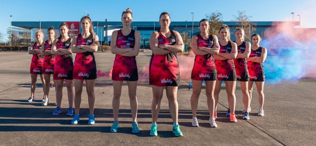 Scotland's semi-professional netballers, the Strathclyde Sirens, outside home venue, Glasgow's Emirates Arena