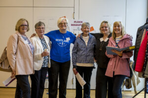 Agnes O'Brien with 1983 netball world cup squad members